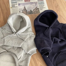 Load image into Gallery viewer, Essential Dog Hoodie – Cozy Pullover in Grey &amp; Navy Blue
